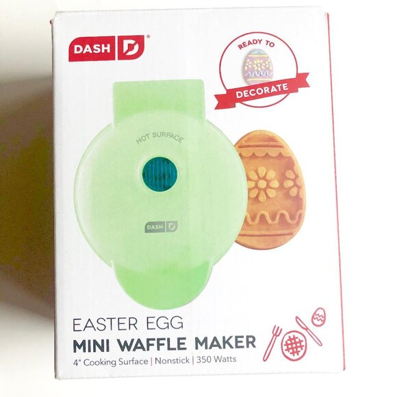 Dash, Easter Egg Mini Waffle Maker, Pastel Green, 4" nonstick cooking surface - Picture 1 of 6